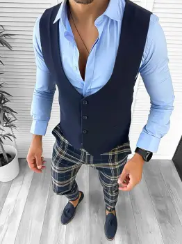 Tinuta barbati smart casual Pantaloni + Camasa+Vesta 12637 E imagine