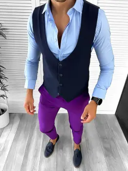 Tinuta barbati smart casual Pantaloni + Camasa+Vesta 12639 E imagine