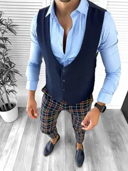 Tinuta barbati smart casual Pantaloni + Camasa+Vesta 12642 E imagine