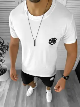 Trening barbati alb/negru pantaloni + tricou 11701 98-4* imagine