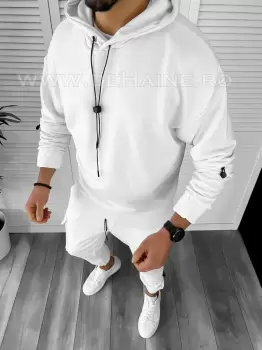 Trening barbati alb pantaloni + hanorac K020 P20-1.1 imagine