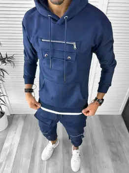 Trening barbati bleumarin pantaloni + hanorac K147 imagine