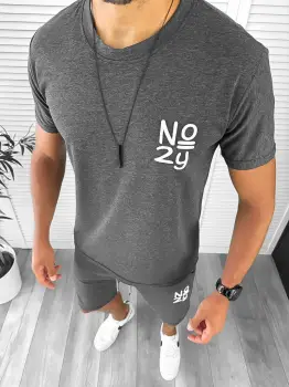 Trening barbati gri inchis pantaloni + tricou 10590 imagine