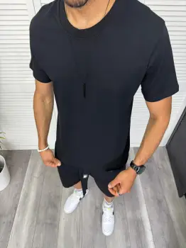 Trening barbati negru pantaloni + tricou 13294 D2-2.4 imagine