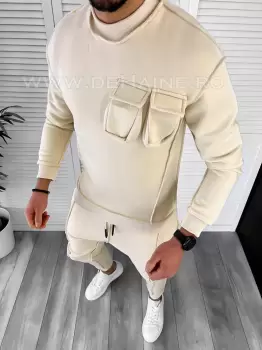 Trening barbati pantaloni + hanorac bej K156 78-1 N3-2 imagine
