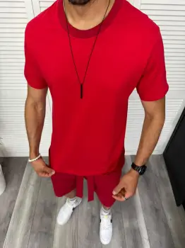 Trening barbati rosu pantaloni + tricou 13296 D2-2.4 imagine