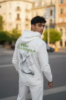 Trening barbati slim fit alb   Pantaloni + Hanorac  13370 imagine