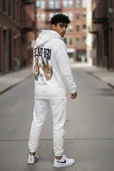 Trening barbati slim fit alb   Pantaloni + Hanorac  13390 4-5 imagine