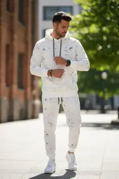 Trening barbati slim fit alb   Pantaloni + Hanorac  13420 imagine