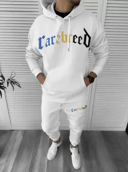 Trening barbati slim fit alb Pantaloni + Hanorac k173 imagine