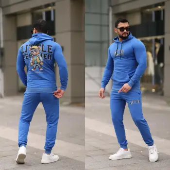 Trening barbati slim fit albastru  Pantaloni + Hanorac  13349 imagine