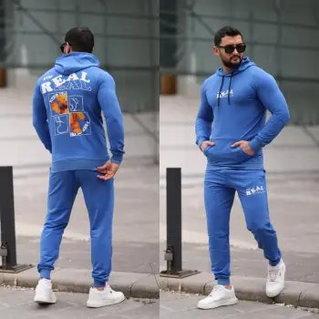 Trening barbati slim fit albastru  Pantaloni + Hanorac  13354 imagine