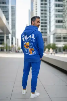 Trening barbati slim fit albastru  Pantaloni + Hanorac  13360 imagine