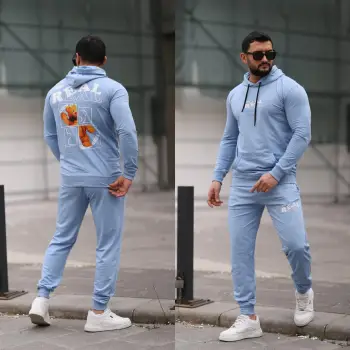 Trening barbati slim fit baby blue  Pantaloni + Hanorac  13354 imagine