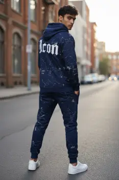 Trening barbati slim fit bleumarin  Pantaloni + Hanorac  13380 imagine