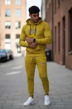 Trening barbati slim fit galben  Pantaloni + Hanorac  13410 imagine