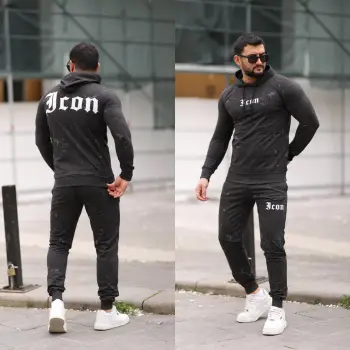 Trening barbati slim fit gri inchis   Pantaloni + Hanorac  13351 imagine