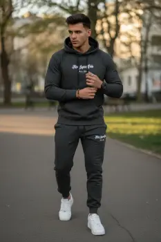 Trening barbati slim fit gri inchis  Pantaloni + Hanorac  13400 imagine