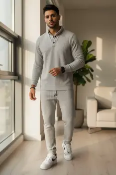 Trening barbati slim fit gri  Pantaloni + Bluza C200 29-1.3 imagine