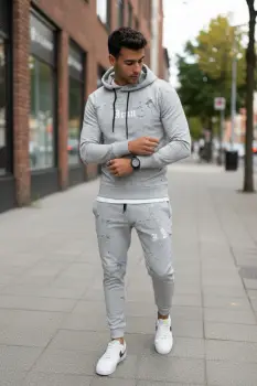 Trening barbati slim fit gri  Pantaloni + Hanorac  13380 23-4.1 imagine