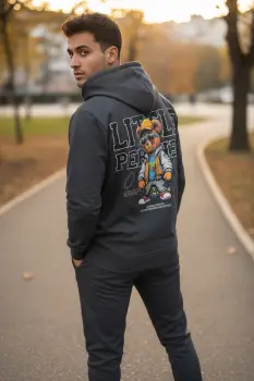 Trening barbati slim fit gri  Pantaloni + Hanorac  13410 imagine