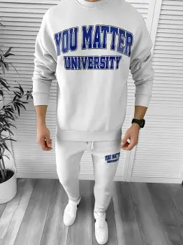 Trening barbati slim fit gri Pantaloni + Hanorac K170 Z20 imagine