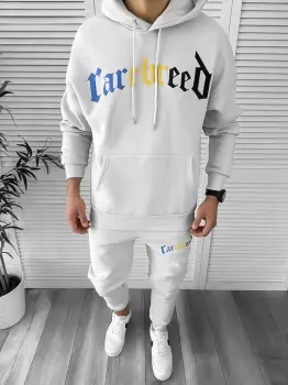 Trening barbati slim fit gri Pantaloni + Hanorac K173 imagine