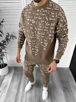 Trening barbati slim fit maro Pantaloni + Hanorac k172 imagine