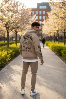 Trening barbati slim fit maro  Pantaloni + Hanorac  vatuit  RM57 imagine