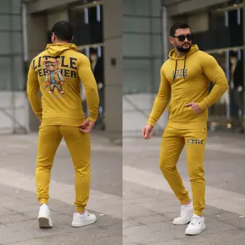 Trening barbati slim fit mustar  Pantaloni + Hanorac  13349 imagine