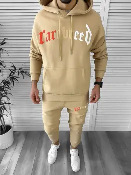 Trening barbati slim fit mustar Pantaloni + Hanorac K173 imagine