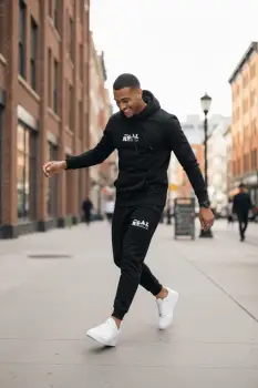 Trening barbati slim fit negru  Pantaloni + Hanorac  13360 76-4 imagine