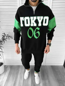 Trening barbati slim fit negru Pantaloni + Hanorac K156 39-3.2 imagine