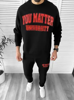 Trening barbati slim fit negru Pantaloni + Hanorac K170 imagine