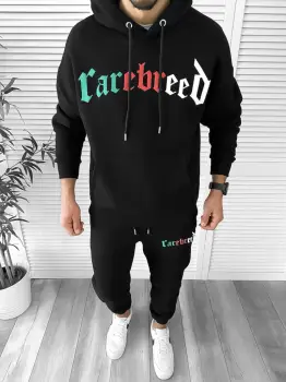 Trening barbati slim fit negru Pantaloni + Hanorac K173 imagine