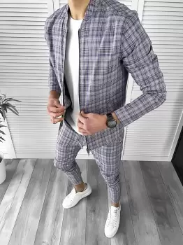 Trening barbati slim fit Pantaloni + Hanorac 10031 imagine