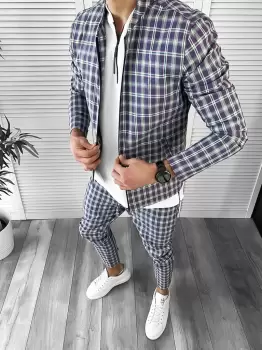 Trening barbati slim fit Pantaloni + Hanorac 10058 imagine