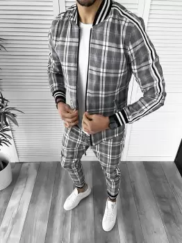 Trening barbati slim fit Pantaloni + Hanorac B9897 imagine