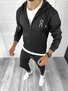 Trening barbati slim fit Pantaloni + Hanorac negru 12182 27-1.3 imagine