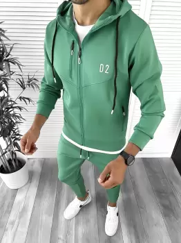 Trening barbati slim fit Pantaloni + Hanorac verde 12234 92-5 imagine