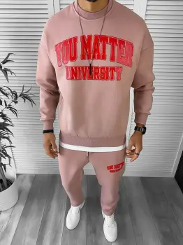 Trening barbati slim fit roz Pantaloni + Hanorac K170 imagine