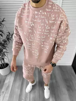 Trening barbati slim fit roz Pantaloni + Hanorac k172 imagine