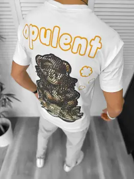 Tricou barbati alb  cu imprimeu cu wpate  oversize Y227 25-3.1 imagine