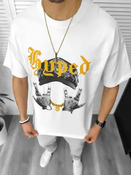 Tricou barbati alb  cu imprimeu  oversize Y171 24-4.1 imagine