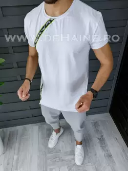 Tricou barbati alb PREMIUM slim fit ZR B1135 E imagine