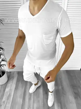 Tricou barbati alb slim fit 2644 imagine