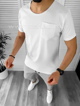 Tricou barbati alb slim fit cu mici defecte 2384 N5-4.1 imagine