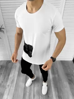 Tricou barbati alb slim fit Vagabond B1949 U imagine