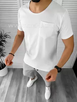 Tricou barbati alb slim fit Vagabond B1961 K2-1 imagine