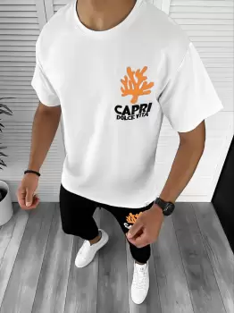 Tricou barbati alb/verde oversize B7962 P18-5.2 imagine